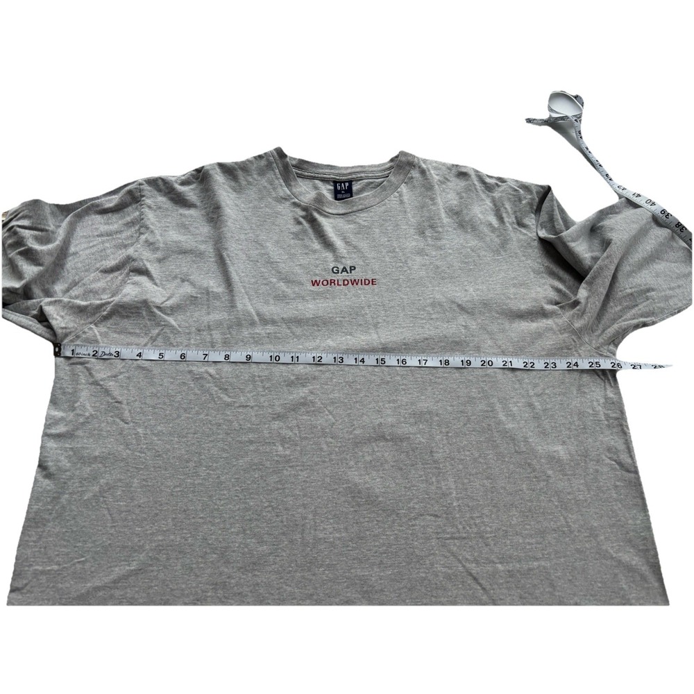 Vintage 90s/2000s Y2K Gap Worldwide Flags Long Sleeve Gray Men's T-Shirt Size XL - Picture 7 of 8